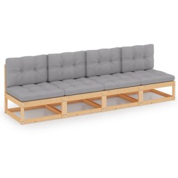 VidaXL 4-osobowa sofa ogrodowa z poduszkami, lite drewno sosnowe