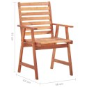 VidaXL Krzesła ogrodowe z poduszkami, 8 szt., lite drewno akacjowe