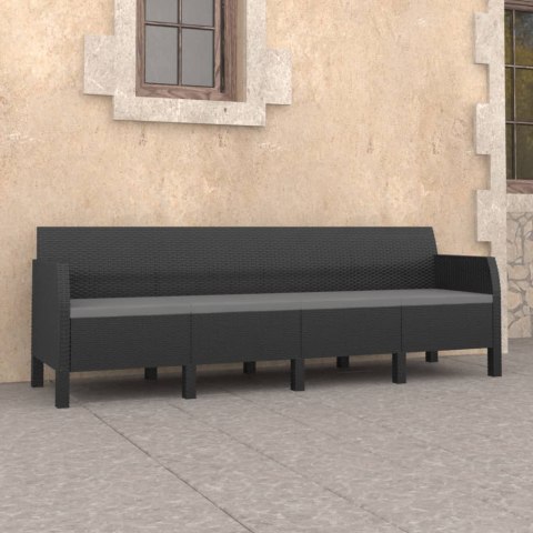 VidaXL 4-osobowa sofa ogrodowa z poduszkami, antracytowa, rattan PP