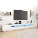 VidaXL Szafka TV z oświetleniem LED, biała z połyskiem, 300x35x40 cm