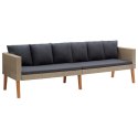 VidaXL 3-osobowa sofa ogrodowa z poduszkami, rattan PE, beż