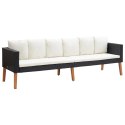 VidaXL 3-osobowa sofa ogrodowa z poduszkami, rattan PE, czarny