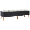 VidaXL 3-osobowa sofa ogrodowa z poduszkami, rattan PE, czarny