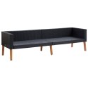 VidaXL 3-osobowa sofa ogrodowa z poduszkami, rattan PE, czarny