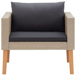 VidaXL Pojedyncza sofa ogrodowa z poduszkami, rattan PE, beż