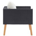 VidaXL Pojedyncza sofa ogrodowa z poduszkami, rattan PE, czarny