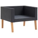 VidaXL Pojedyncza sofa ogrodowa z poduszkami, rattan PE, czarny