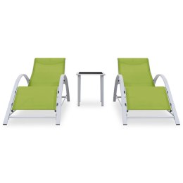 VidaXL Leżaki ze stolikiem, 2 szt., aluminium, zielone