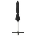 VidaXL Wiszący parasol z lampkami LED i słupkiem, czarny, 300 cm