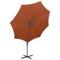 VidaXL Wiszący parasol z lampkami LED i słupkiem, terakotowy, 300 cm
