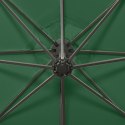 VidaXL Wiszący parasol z lampkami LED i słupkiem, zielony, 300 cm