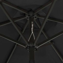 VidaXL Parasol z lampkami LED, czarny, 200x211 cm, aluminium