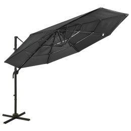 VidaXL 4-poziomowy parasol na aluminiowym słupku, antracytowy, 3x3 m