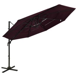 VidaXL 4-poziomowy parasol na aluminiowym słupku, bordowy, 3x3 m