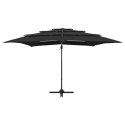 VidaXL 4-poziomowy parasol na aluminiowym słupku, czarny, 250x250 cm