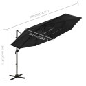 VidaXL 4-poziomowy parasol na aluminiowym słupku, czarny, 3x3 m