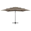 VidaXL 4-poziomowy parasol na aluminiowym słupku, taupe, 250x250 cm