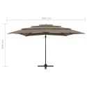 VidaXL 4-poziomowy parasol na aluminiowym słupku, taupe, 250x250 cm