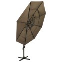 VidaXL 4-poziomowy parasol na aluminiowym słupku, taupe, 3x3 m