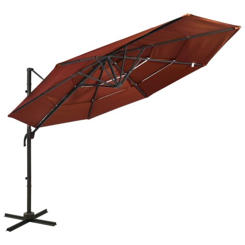 VidaXL 4-poziomowy parasol na aluminiowym słupku, terakotowy, 3x3 m