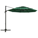 VidaXL 4-poziomowy parasol na aluminiowym słupku, zielony, 3x3 m