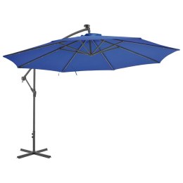 VidaXL Parasol ogrodowy z LED, wiszący, niebieski, 350 cm