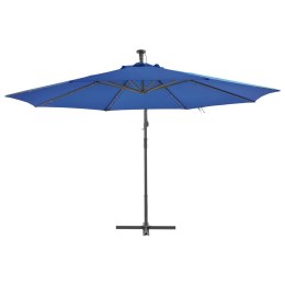 VidaXL Parasol ogrodowy z LED, wiszący, niebieski, 350 cm