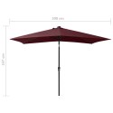 VidaXL Parasol ogrodowy z LED i stalowym słupkiem, bordowy, 2x3 m