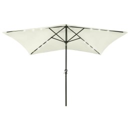 VidaXL Parasol ogrodowy z LED i stalowym słupkiem, piaskowy, 2x3 m