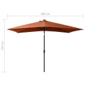 VidaXL Parasol ogrodowy z LED i stalowym słupkiem, terakota, 2x3 m