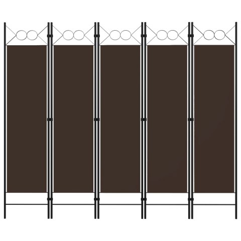 VidaXL Parawan 5-panelowy, brązowy, 200 x 180 cm