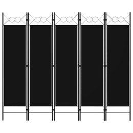 VidaXL Parawan 5-panelowy, czarny, 200 x 180 cm