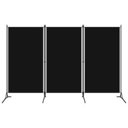 VidaXL Parawan 3-panelowy, czarny, 260 x 180 cm
