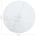 VidaXL Blat do stołu, biały, Ø40x0,8 cm, szkło ze wzorem marmuru