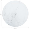 VidaXL Blat do stołu, biały, Ø60x0,8 cm, szkło ze wzorem marmuru