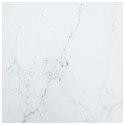 VidaXL Blat stołu, biały, 50x50 cm, 6 mm, szkło ze wzorem marmuru
