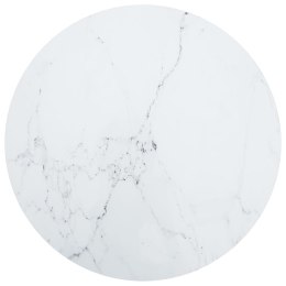 VidaXL Blat stołu, biały, Ø80x1 cm, szkło ze wzorem marmuru
