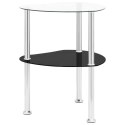 VidaXL 2-poziomowy stolik, 38x38x50 cm, przezroczyste i czarne szkło