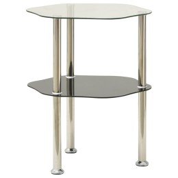 VidaXL 2-poziomowy stolik, 38x38x50 cm, przezroczyste i czarne szkło