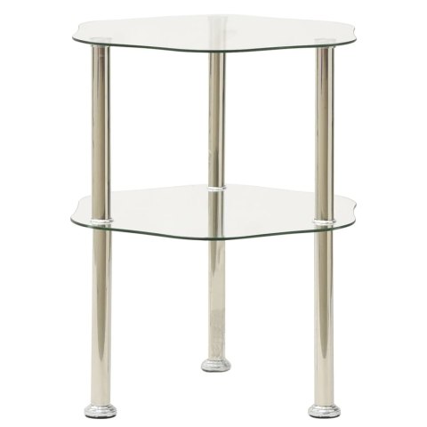 VidaXL 2-poziomowy stolik, 38x38x50 cm, przezroczyste szkło hartowane