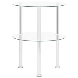VidaXL 2-poziomowy stolik, 38 cm, przezroczyste szkło hartowane