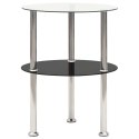 VidaXL 2-poziomowy stolik, 38 cm, przezroczyste/czarne szkło hartowane