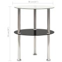 VidaXL 2-poziomowy stolik, 38 cm, przezroczyste/czarne szkło hartowane