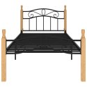VidaXL Rama łóżka, czarny metal i lite drewno dębowe, 100x200 cm