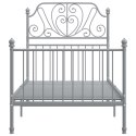 VidaXL Rama łóżka, szara, metalowa, 90x200 cm