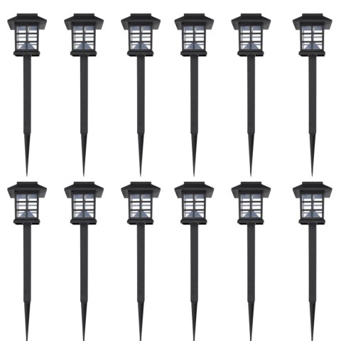 VidaXL Ogrodowe lampy solarne LED, 12 szt., ze szpikulcem 8,6x8,6x38 cm