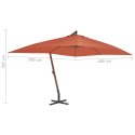 VidaXL Wiszący parasol z drewnianym słupkiem, 400x300 cm, terakotowy