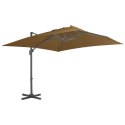 VidaXL Parasol wiszący z aluminiowym słupkiem, 300x300 cm, taupe