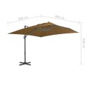 VidaXL Parasol wiszący z aluminiowym słupkiem, 300x300 cm, taupe