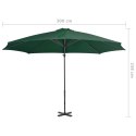 VidaXL Parasol wiszący z aluminiowym słupkiem, 300 cm, zielony